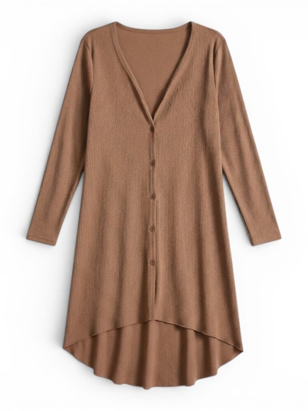 Cupshe Brown Button-Front High-Low Tunic